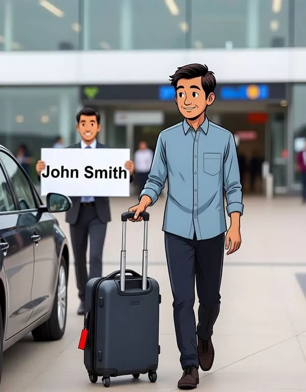 Tourists at Punta Cana airport meeting their shuttle driver